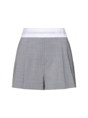 High Waisted Pleated Wool Shorts - ALEXANDER WANG - Modalova