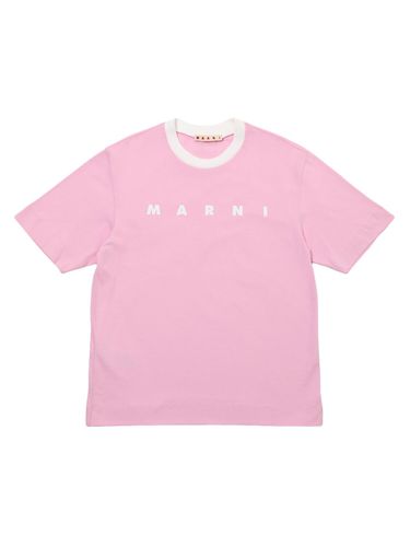 Camiseta De Jersey De Algodón Con Logo Bordado - MARNI JUNIOR - Modalova