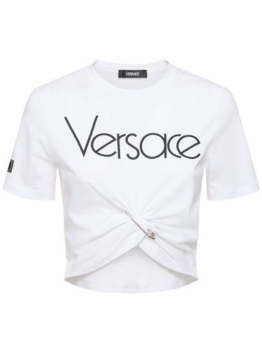 Camiseta De Jersey Con Logo - VERSACE - Modalova