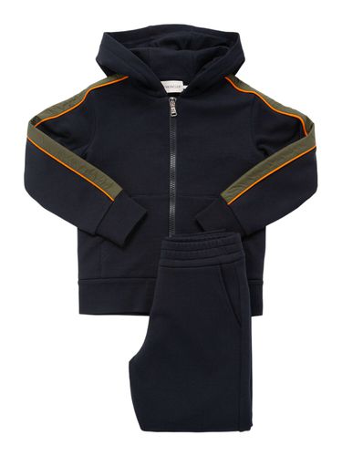 Brushed Cotton Fleece Zip-up Sweatshirt - MONCLER - Modalova