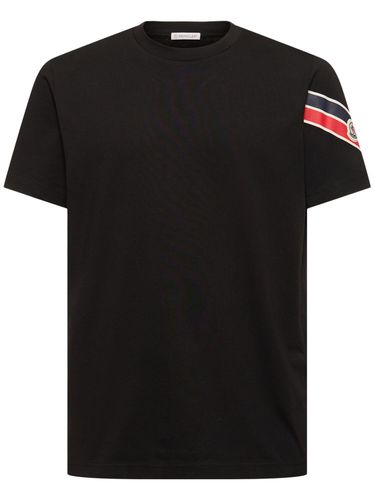 T-shirt In Cotone Con Stampa Tricolore - MONCLER - Modalova