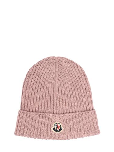 Knit Wool Beanie - MONCLER - Modalova