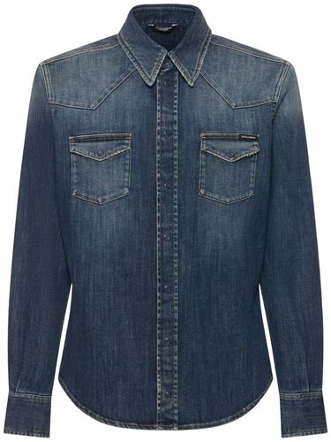 Camisa De Denim Algodón Stretch Deslavado - DOLCE & GABBANA - Modalova