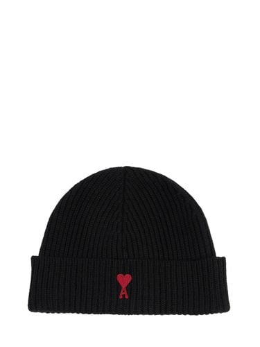 Logo Wool Beanie - AMI PARIS - Modalova