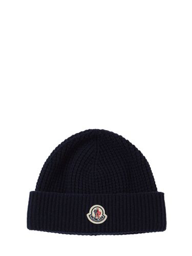 Cappello Beanie In Lana E Cashmere Con Logo - MONCLER - Modalova