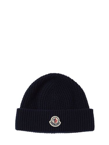 Logo Detail Wool & Cashmere Beanie - MONCLER - Modalova