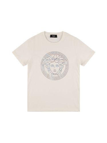 Camiseta De Jersey De Algodón Con Logo - VERSACE - Modalova