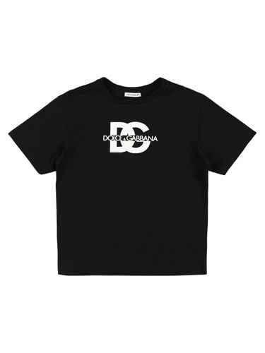 T-shirt Aus Baumwollmischjersey Mit Logo - DOLCE & GABBANA - Modalova