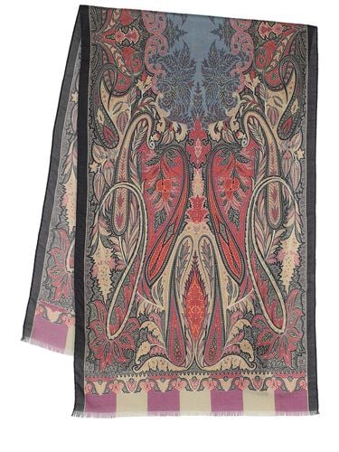 Printed Wool & Silk Scarf - ETRO - Modalova