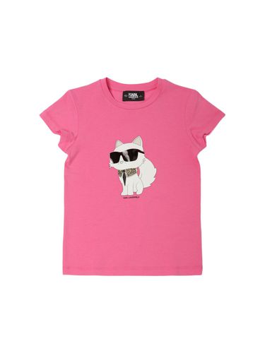 Camiseta De Jersey De Algodón Estampada - KARL LAGERFELD - Modalova