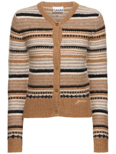 Striped Soft Alpaca Blend Cardigan - GANNI - Modalova