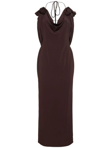 Jersey Halter Neck Midi Dress W/ Roses - MAGDA BUTRYM - Modalova