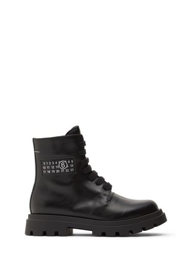 Botas Combat De Piel Con Logo - MM6 MAISON MARGIELA - Modalova