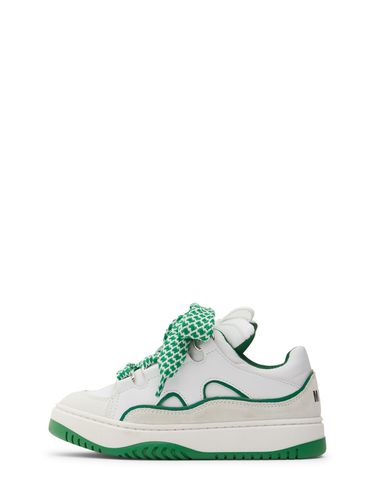 Sneakers De Piel Con Cordones - MSGM - Modalova