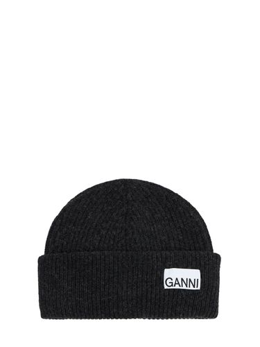 Light Wool Blend Rib Knit Beanie - GANNI - Modalova