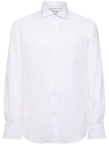 Camisa De Sarga De Algodón - BRUNELLO CUCINELLI - Modalova