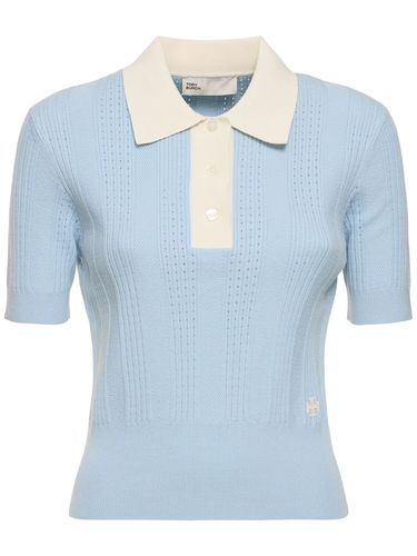 Logo Cotton Pointelle Polo - TORY SPORT - Modalova