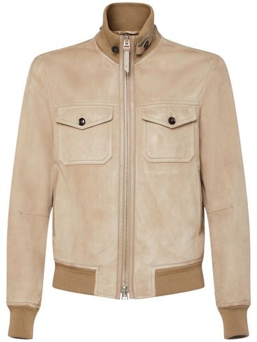 Bomberjacke Aus Wildleder Mit Brusttasche - TOM FORD - Modalova