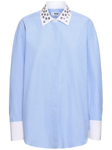 Cotton Poplin Embellished Shirt - MSGM - Modalova