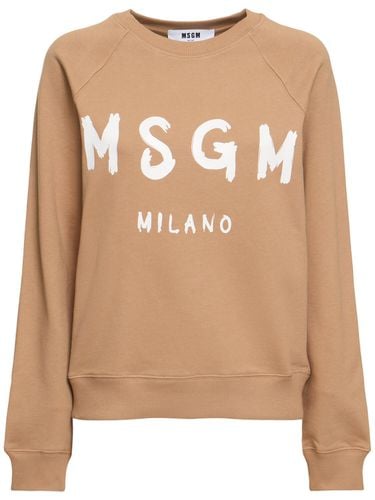 Logo Printed Cotton Sweatshirt - MSGM - Modalova