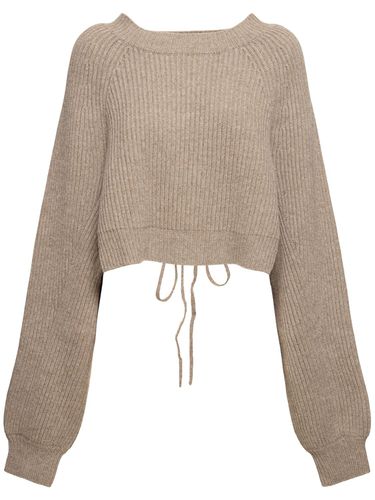 Wool Blend Rib Knit Cropped Sweater - YOHJI YAMAMOTO - Modalova