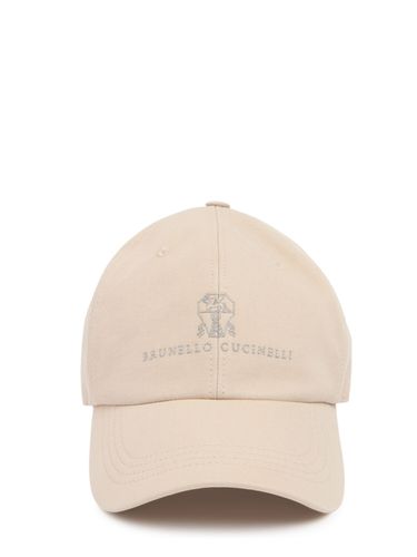 Gorra De Gabardina De Algodón Con Logo - BRUNELLO CUCINELLI - Modalova