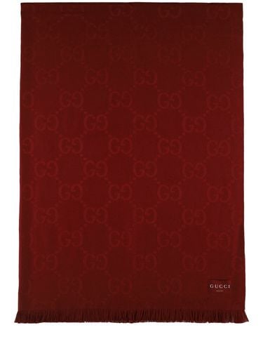 Gg Jacquard Wool & Silk Blanket - GUCCI - Modalova