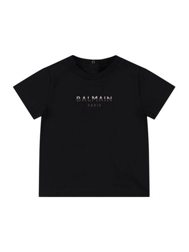 Camiseta De Algodón Estampado Con Logo - BALMAIN - Modalova