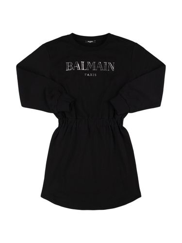 Vestido Estilo Sudadera De Algodón Con Logo - BALMAIN - Modalova