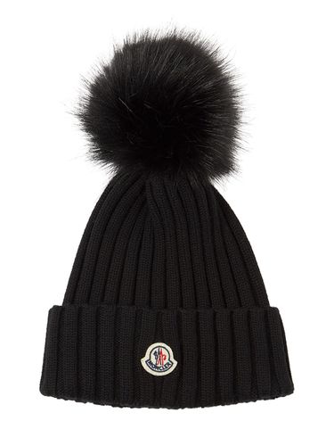 Cappello Beanie In Lana Vergine / Pompom - MONCLER - Modalova