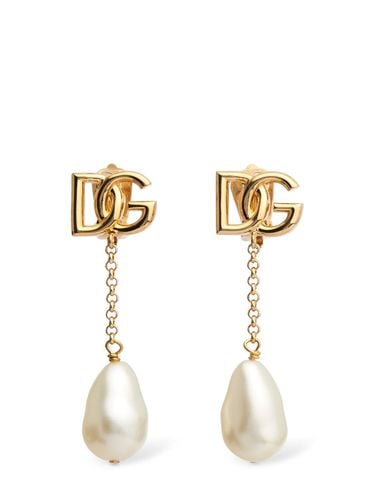 Dg Imitation Pearl Clip-on Earrings - DOLCE & GABBANA - Modalova