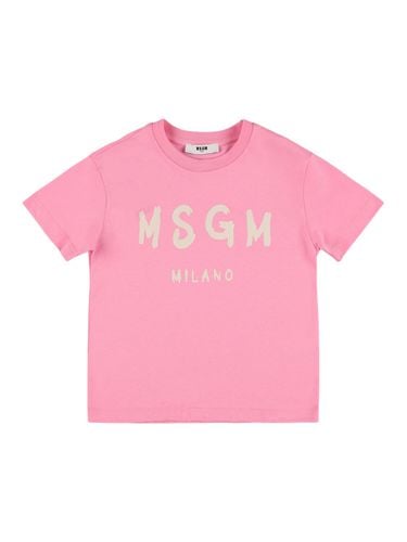 Camiseta De Jersey De Algodón Con Logo - MSGM - Modalova