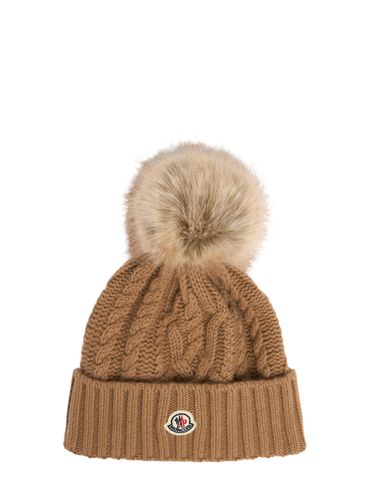 Cappello Beanie In Misto Lana Vergine / Pompom - MONCLER - Modalova