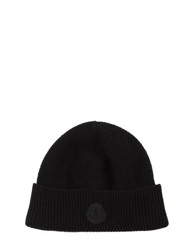 Logo Carded Wool Beanie - MONCLER - Modalova