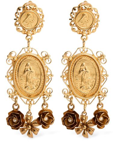 Votive Medal Pendant Earrings - DOLCE & GABBANA - Modalova