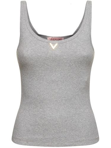 Tank Top In Jersey Di Cotone A Costine - VALENTINO - Modalova