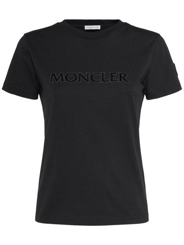 Crystal Logo Cotton T-shirt - MONCLER - Modalova