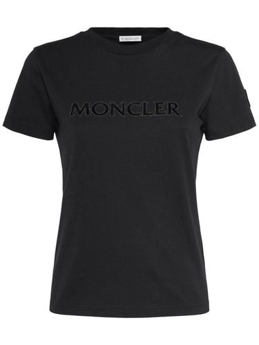 T-shirt Aus Baumwolle Mit Kristalllogo - MONCLER - Modalova