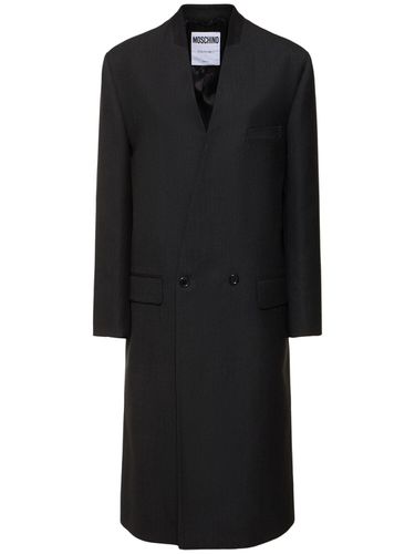 Wool Long Coat - MOSCHINO - Modalova