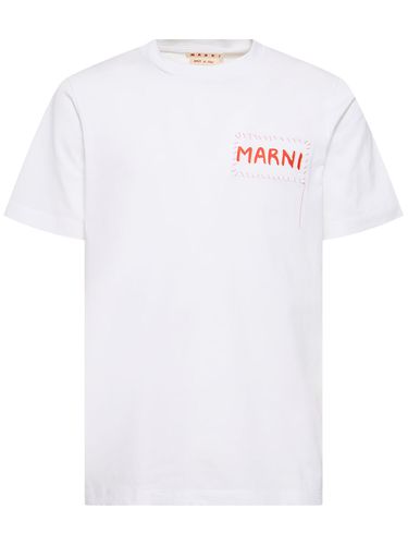 T-shirt Aus Baumwollstrick - MARNI - Modalova