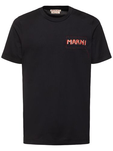 T-shirt Aus Baumwollstrick - MARNI - Modalova