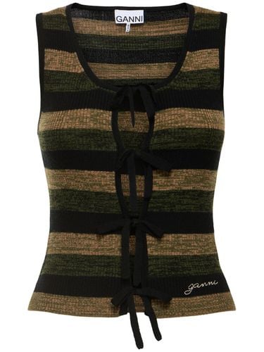 Ribbed Wool Tank Top - GANNI - Modalova