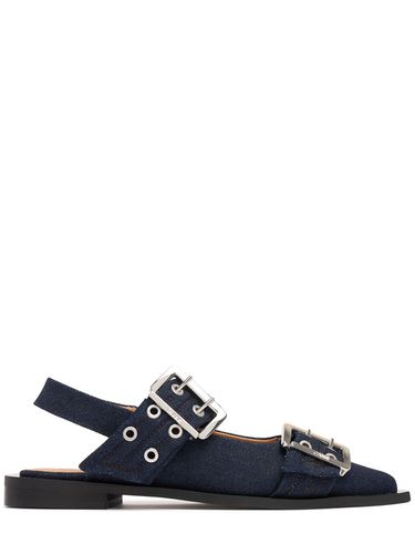 Mm Chunky Buckle Denim Ballerinas - GANNI - Modalova