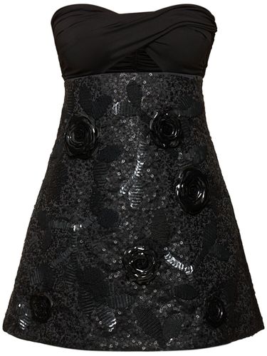 Sequined Mini Dress W/ Roses - DES PHEMMES - Modalova