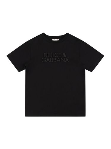 T-shirt Aus Baumwollmischjersey Mit Logo - DOLCE & GABBANA - Modalova