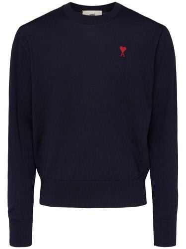 Logo Wool Crewneck Sweater - AMI PARIS - Modalova