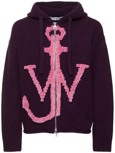 Anchor Logo Wool Zip-up Hoodie - JW ANDERSON - Modalova