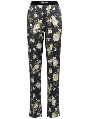 Floral Print Stretch Silk Satin Pants - TOM FORD - Modalova