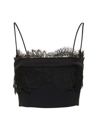 Lace Hem Cady & Satin Crop Top - DAVID KOMA - Modalova