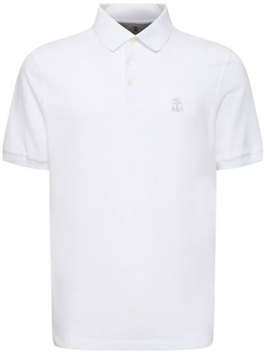 Polo De Piqué Con Logo - BRUNELLO CUCINELLI - Modalova